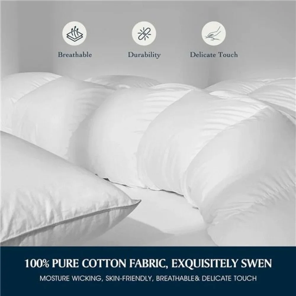 Feather Down Fiber Cotton Comforter Queen Size - 100% Cotton Duvet